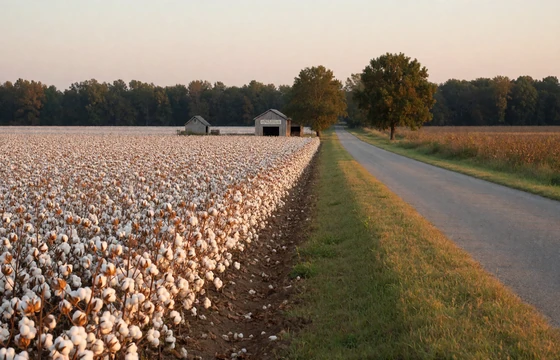 Alabama cotton field landscape for nearby farmers dating in the rural South