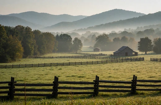 Virginia Blue Ridge mountain farm landscape near West Virginia countryside singles