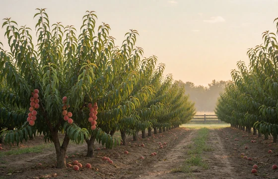 Georgia peach orchard landscape representing nearby Southern agricultural dating options