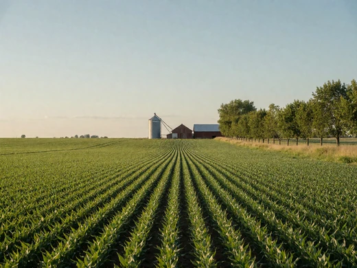 Illinois prairie farmland with crop rows and wide sky for Midwest singles